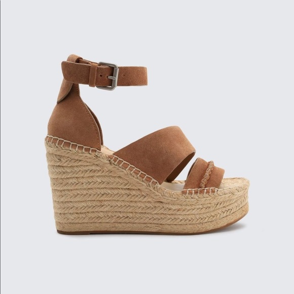 Dolce Vita Suede Leather Wedges 9.5 Saddle Brown Tan Platform - Picture 4 of 6